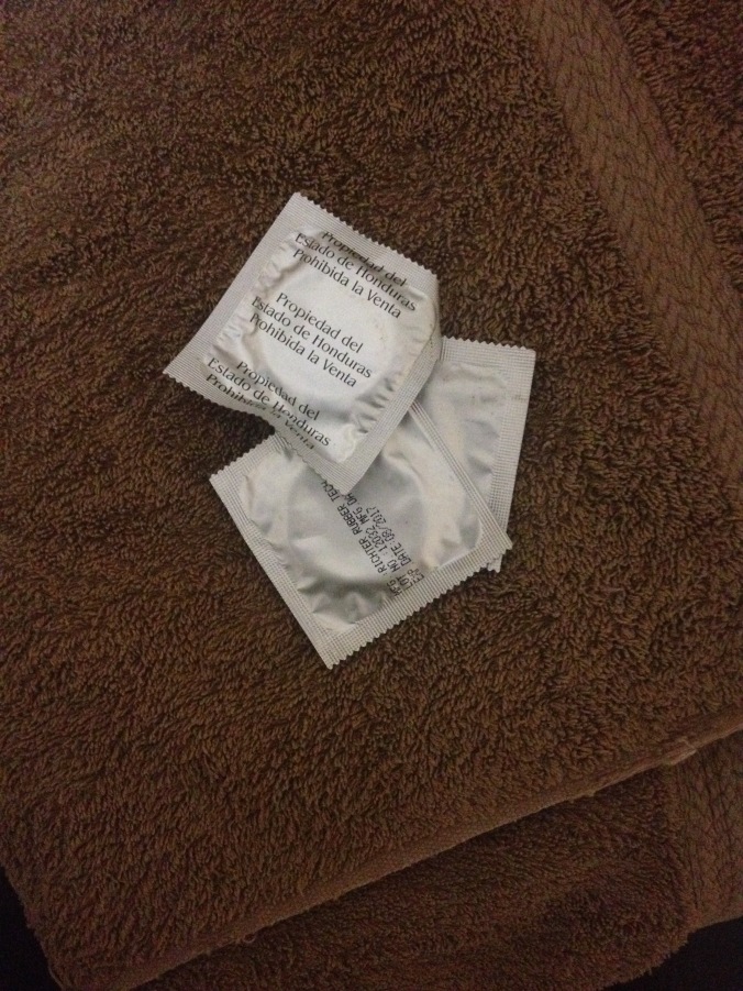 Complimentary condoms. 